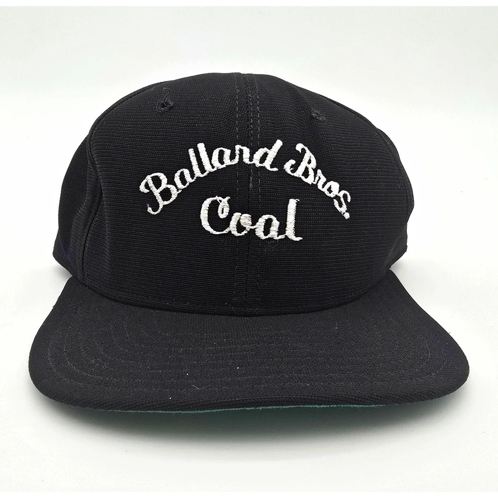 Vintage New Era Ballard Bros Coal Snapback Hat M/L Black White Green Underbrim